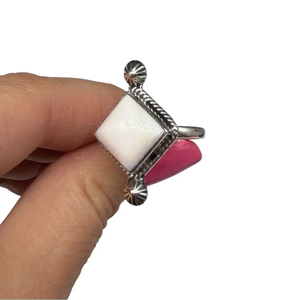 Pink Conch Shell Ring Size 10 Solid 925 Sterling Silver
